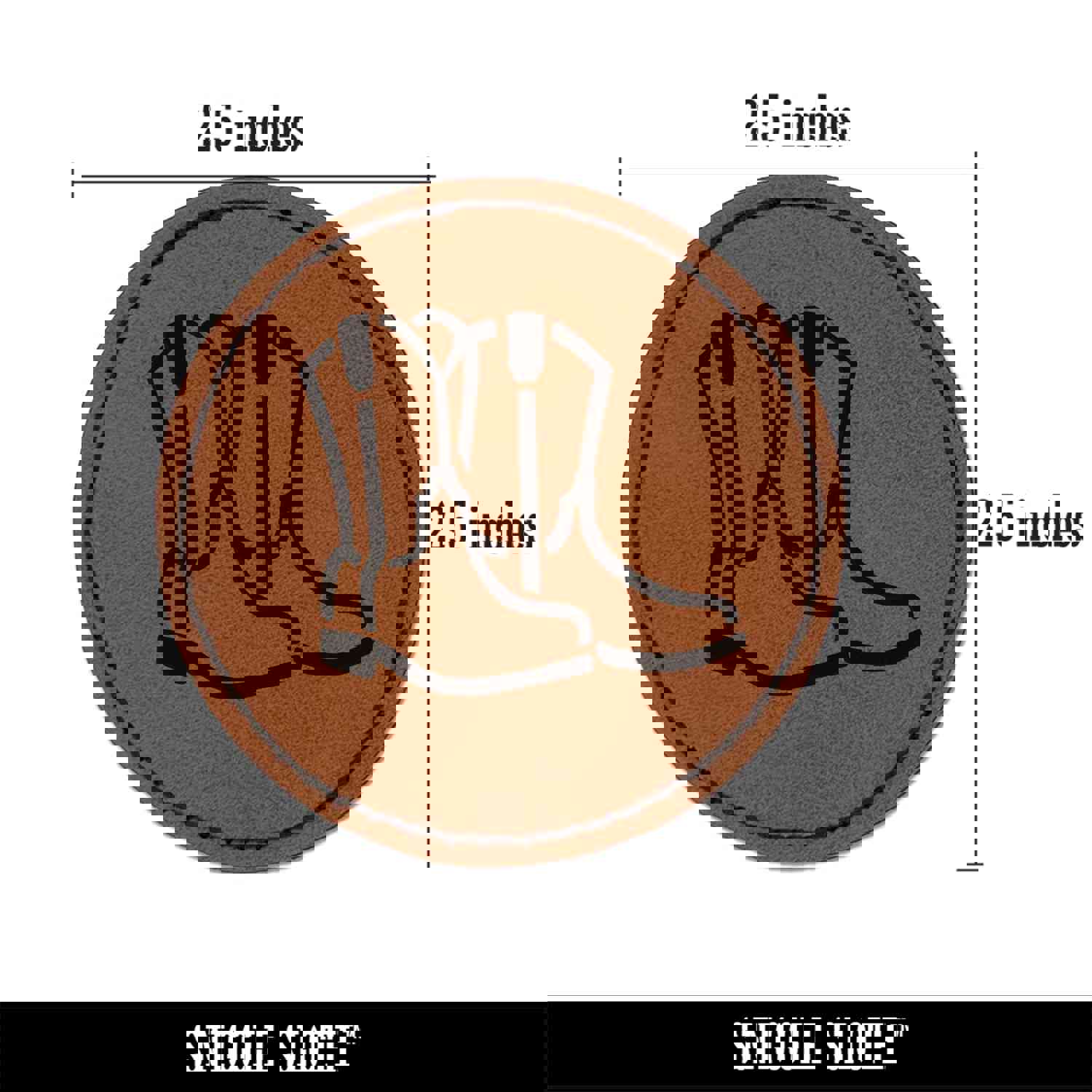 Simple Cowboy Cowgirl Boots Country Farm Life Round Iron-On Engraved Faux Leather Patch Applique - 2.5