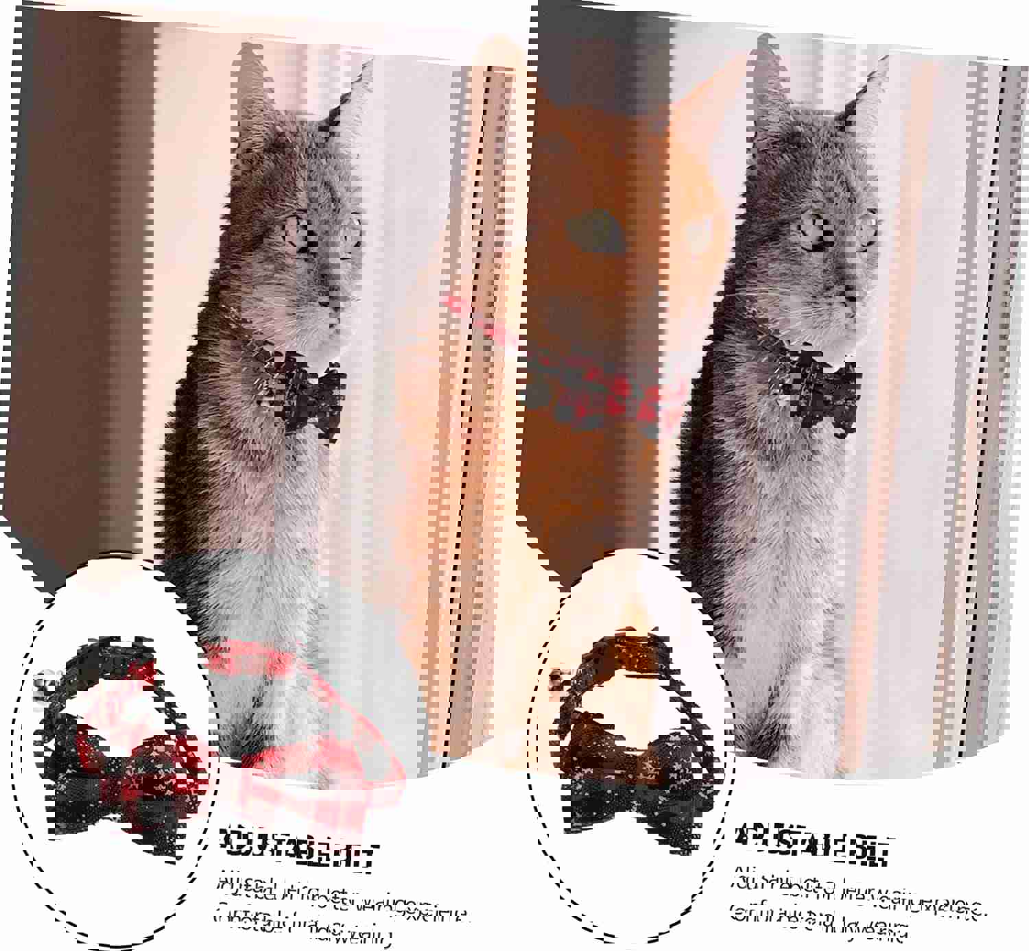 GLSTOY 1Pc Adjustable Christmas Bow Tie Collar for Small Dogs and Cats