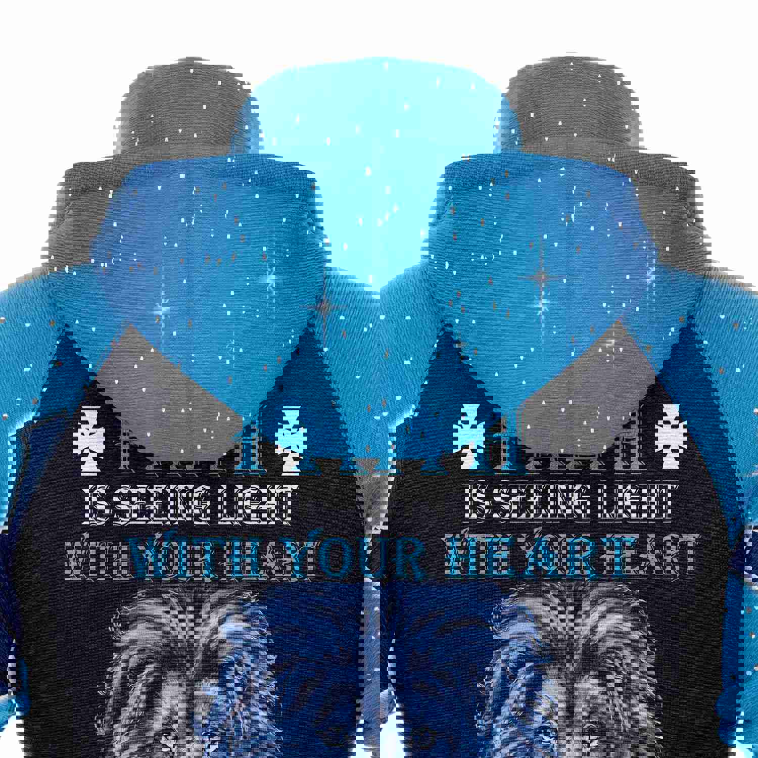 Blue Lion Jesus Pullover Premium Hoodie - Faith is Seeing Light, Perfect Outfit for Men and Women on Christmas, New Year, Autumn, Winter