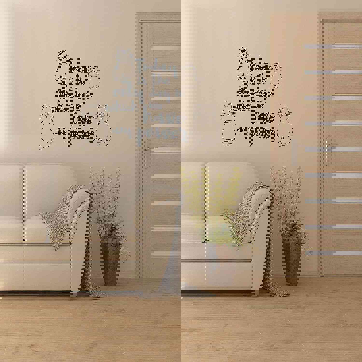 Animal Life Quote Vinyl Wall Sticker Decal - Customizable Color for Cats Lovers
