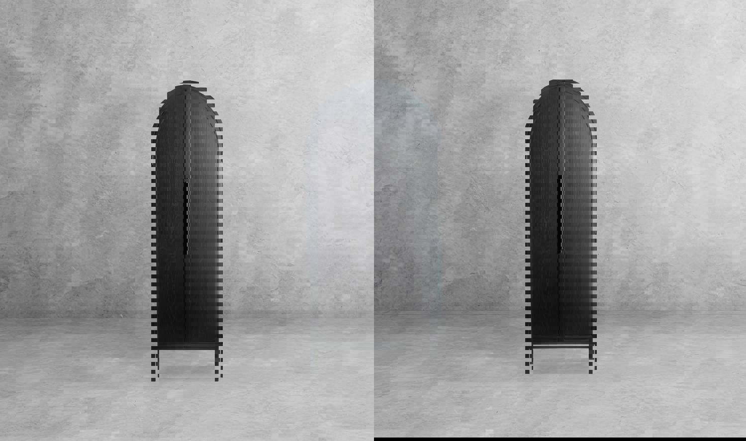 Fox & Roe Hattie Closed 2 Door Cabinet in Sandblasted Black and Walnut Finishes