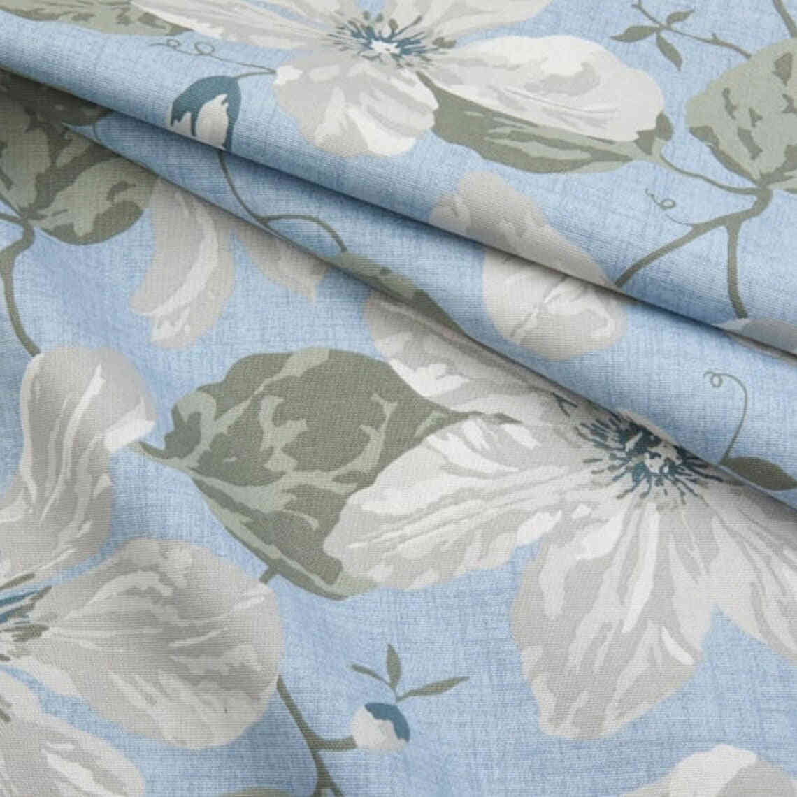 Empress Swag Valance in Nelly Antique Blue Floral, Large Scale