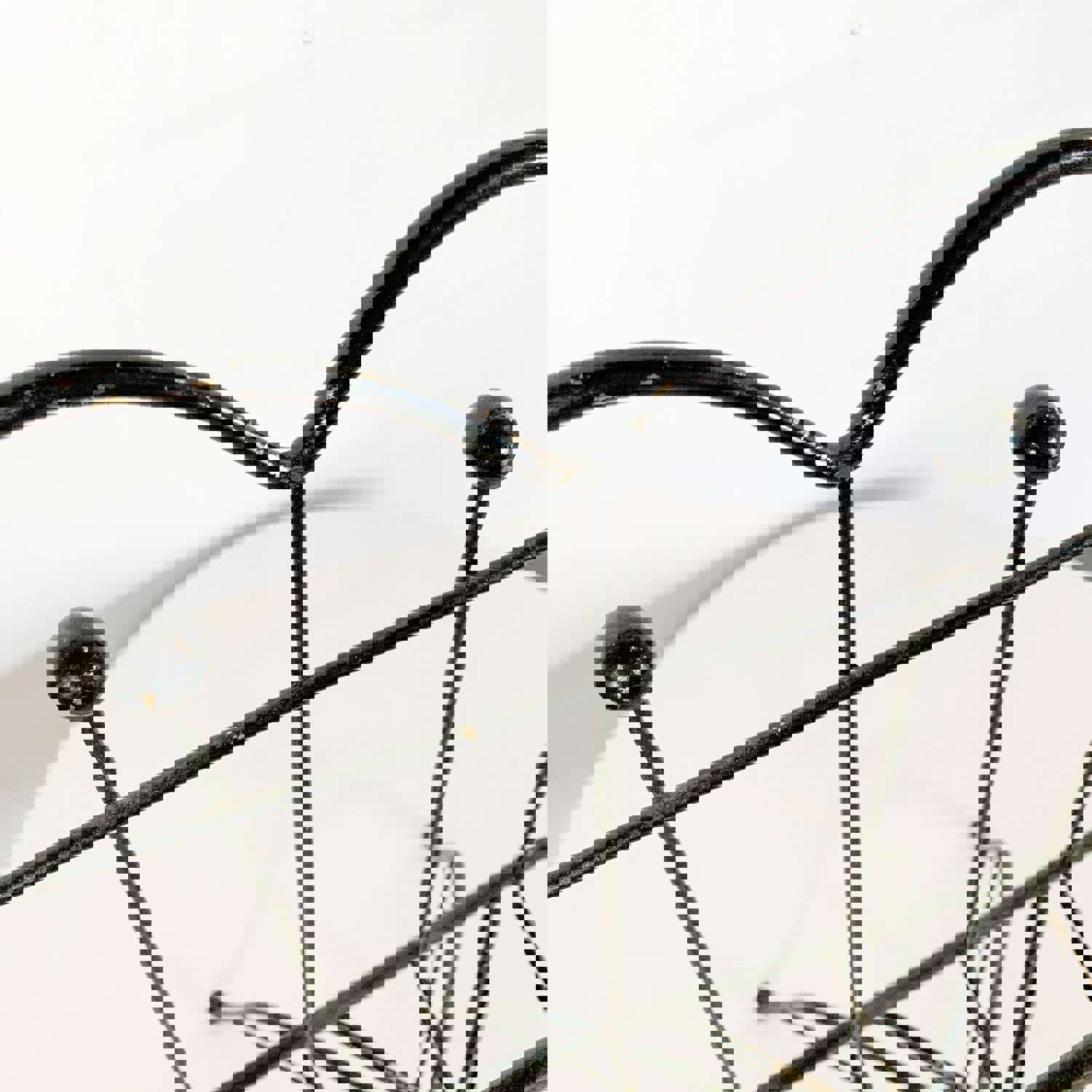 Vintage Tall Black Magazine Rack with Handle