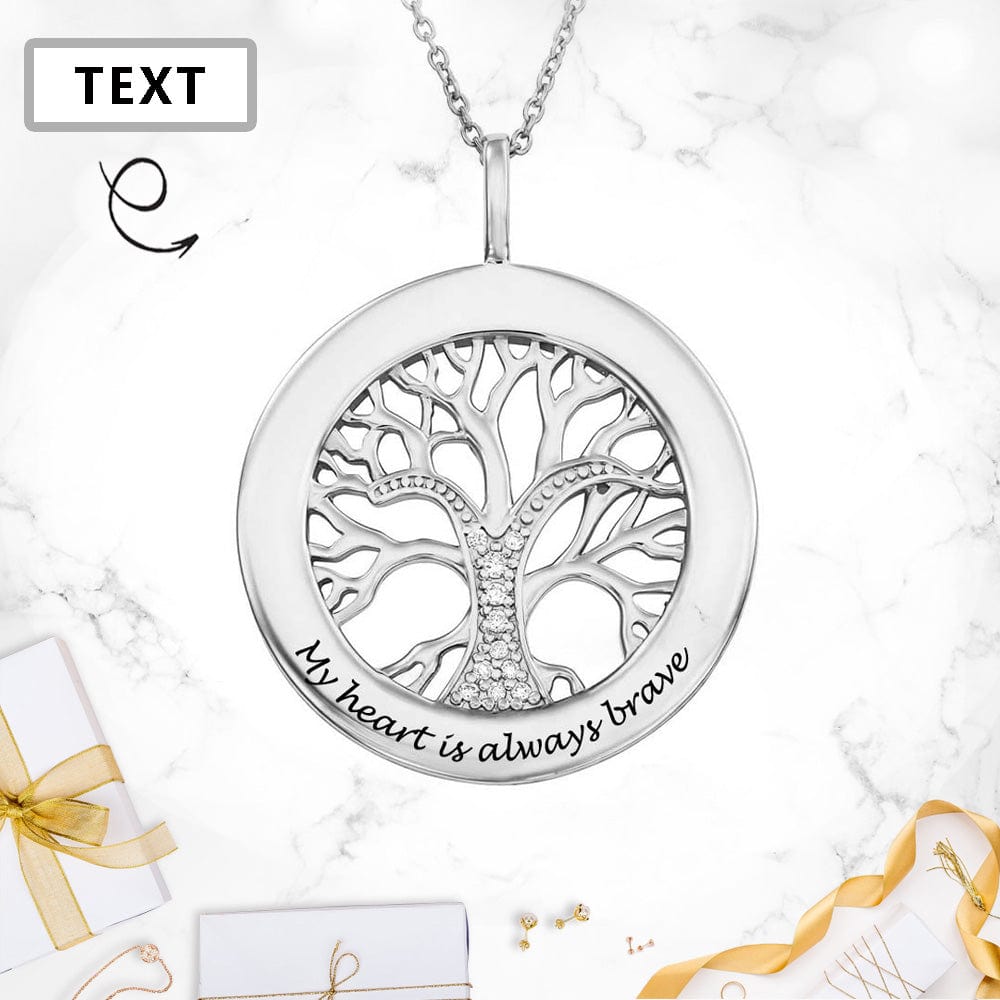 Custom Text Life Tree Necklace Personalized Silver Name Jewelry for Mothers Day Gift