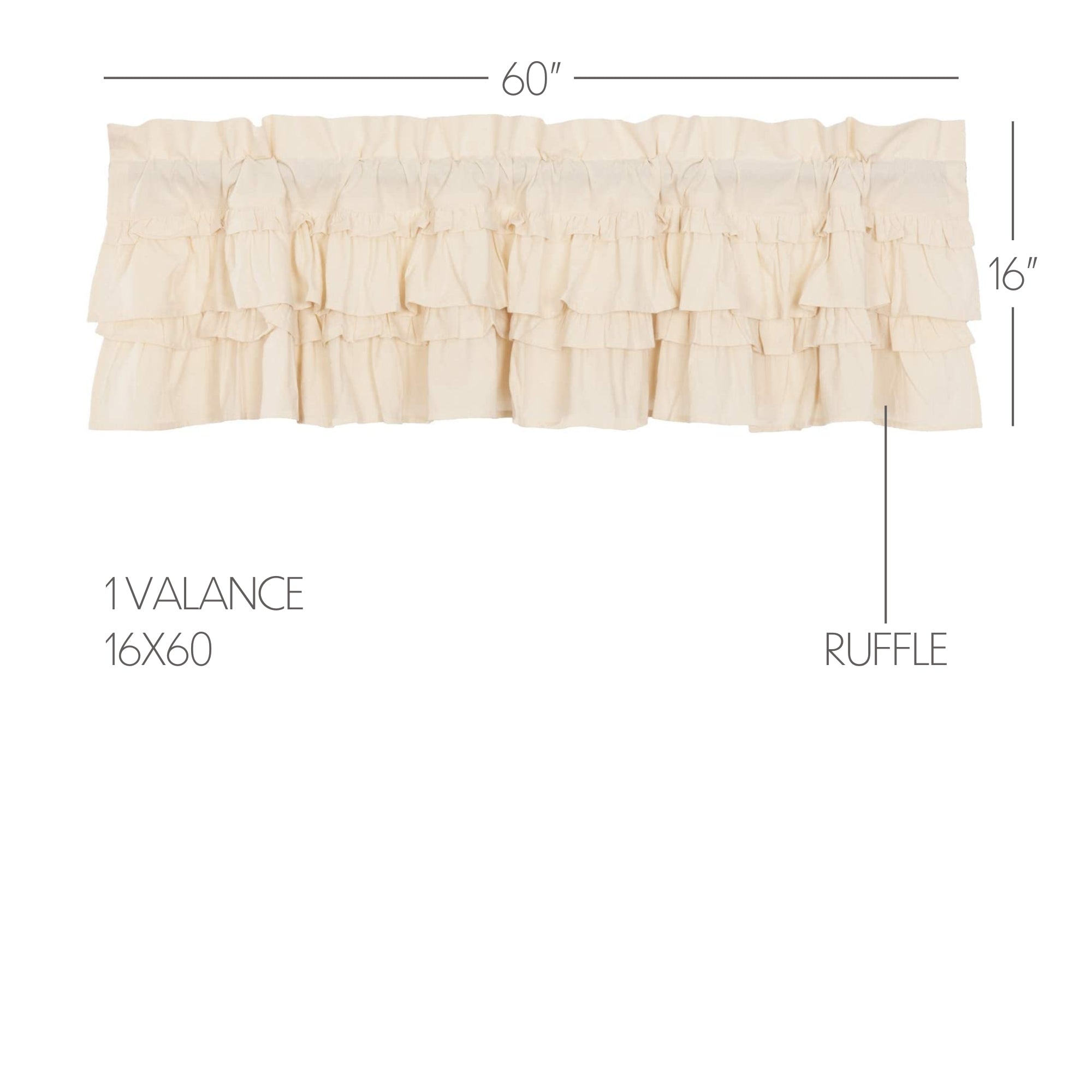 Farmhouse Valance Muslin Ruffled Window Curtain by VHC Brands