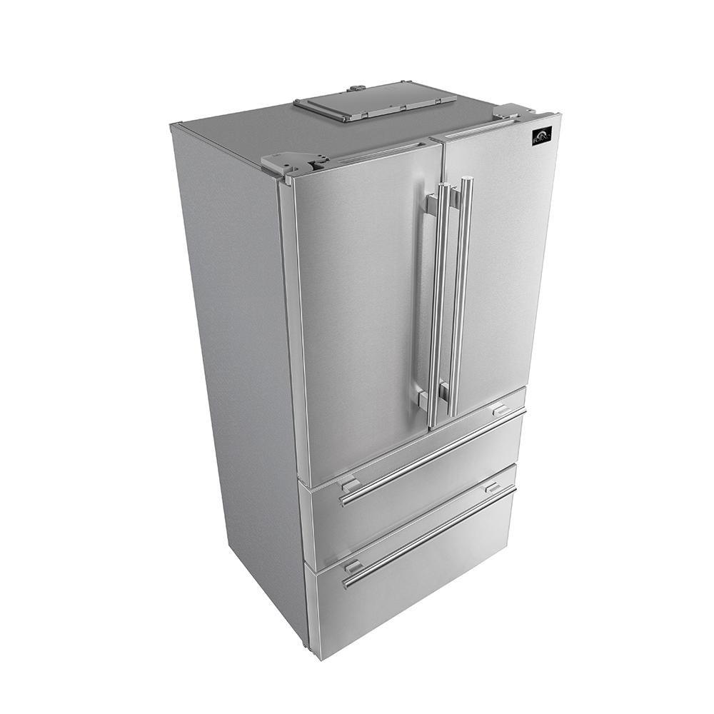 Forno 36 French Door Refrigerator - 19 cu.ft with Double Freezer Drawer and Ice Maker