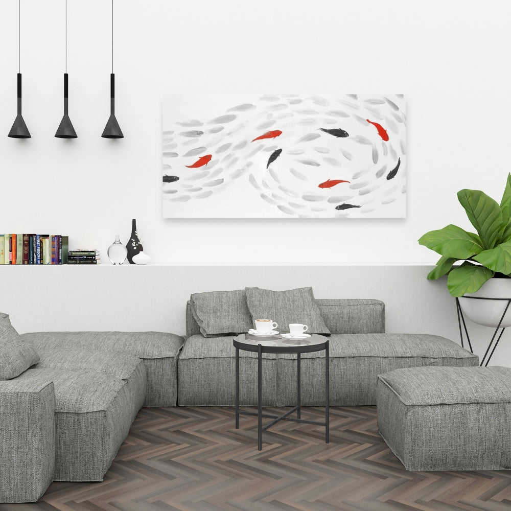 Swimming Fish Swirl - Fine Art Gallery Wrapped Canvas 16x48