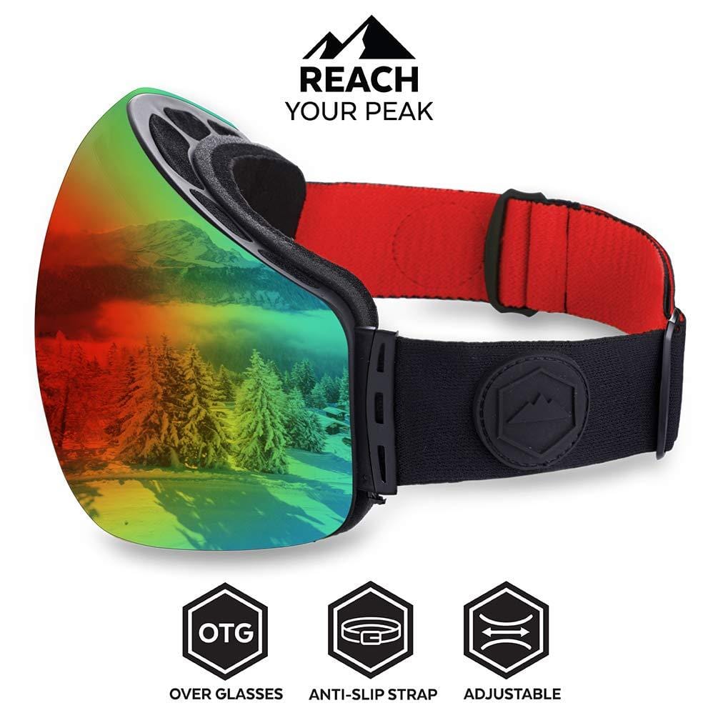 Tough Outdoors Ski & Snowboard Goggles - OTG Snow Glasses with Anti-Fog & UV400 Protection