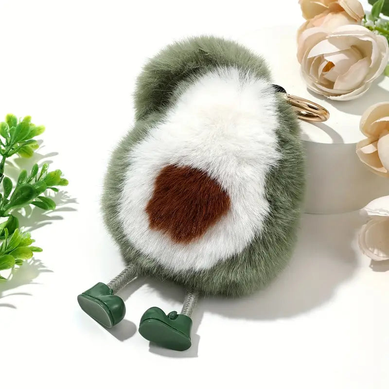 Plush Avocado Keychain - Cute Doll Key Ring for Purse, Bag, Backpack, and Car