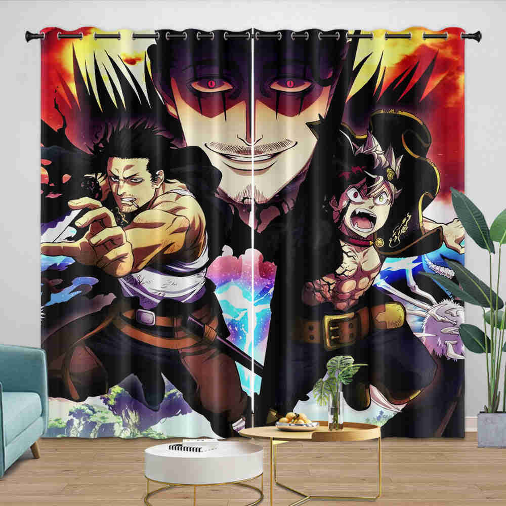 Black Clover Blackout Curtains - HD 3D Printing, Noise Reducing Window Drapes