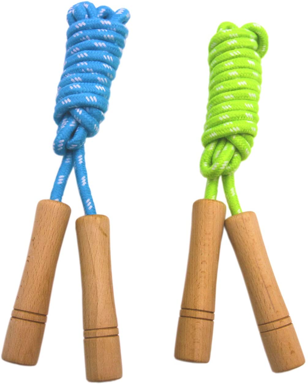 Homello Cotton Jump Rope for Kids - Wooden Handle, Adjustable, Pack of 2 (Yellow+Pink)