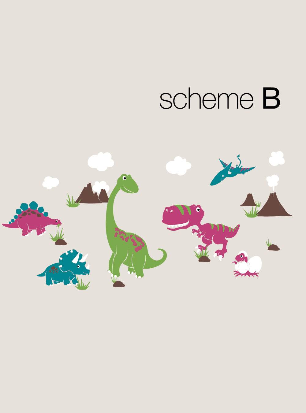 Dinosaur Wall Decal Set for Kids Room