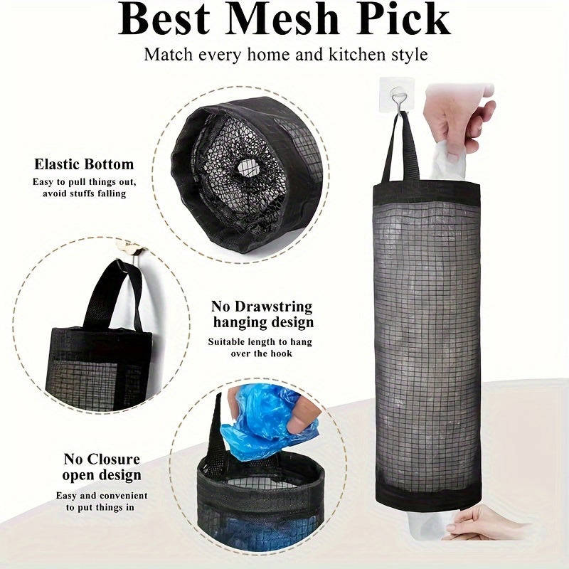 1pc Wall Hanging Trash Bag Organizer, Durable Washable Garbage Bag Holder for Plastic Bags