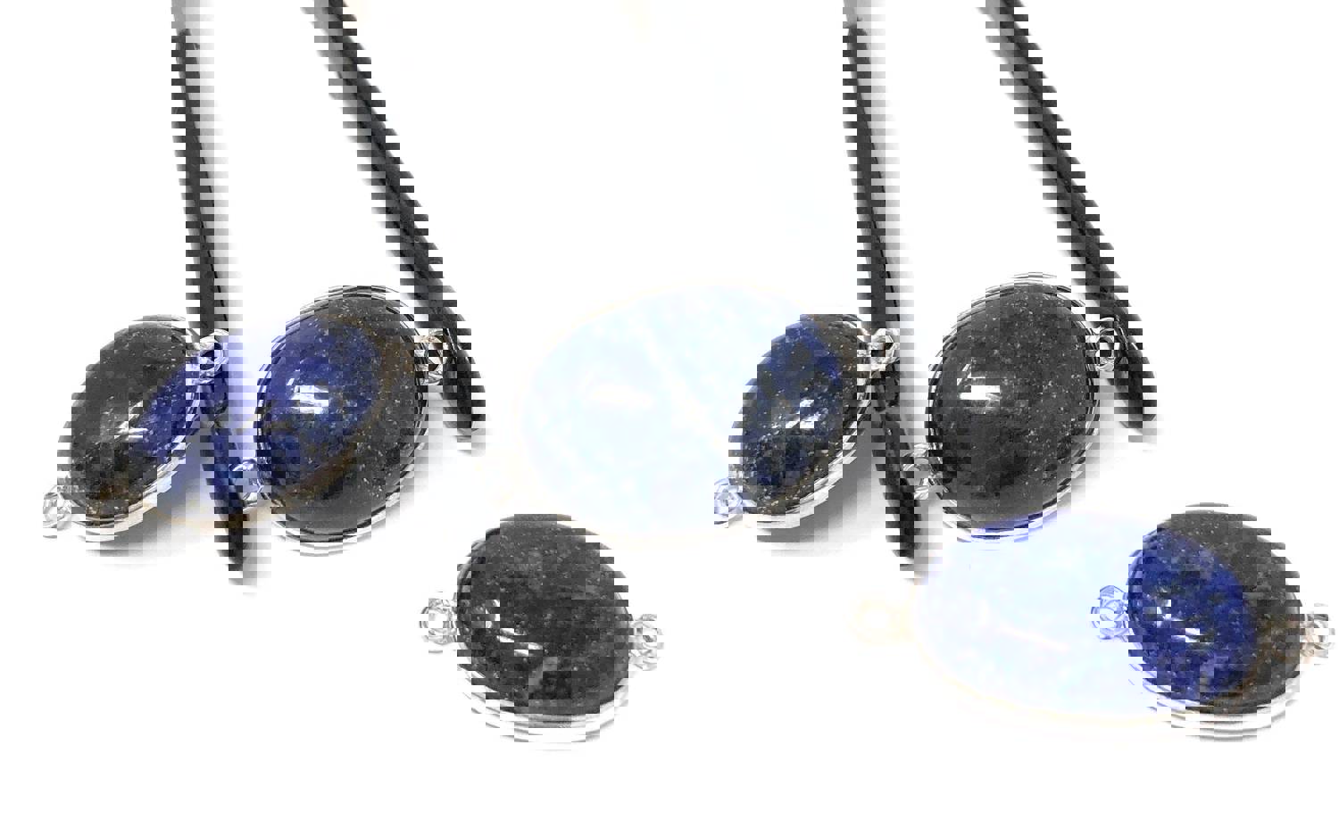 3 Pcs Lapis Lazuli Gemstone Connector for DIY Jewelry Making, Sterling Silver Findings