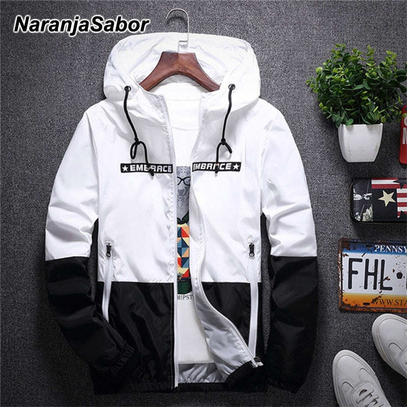 NaranjaSabor 2020 Men's Fashion Patchwork Hooded Jacket - Slim Fit, Multiple Colors & Sizes