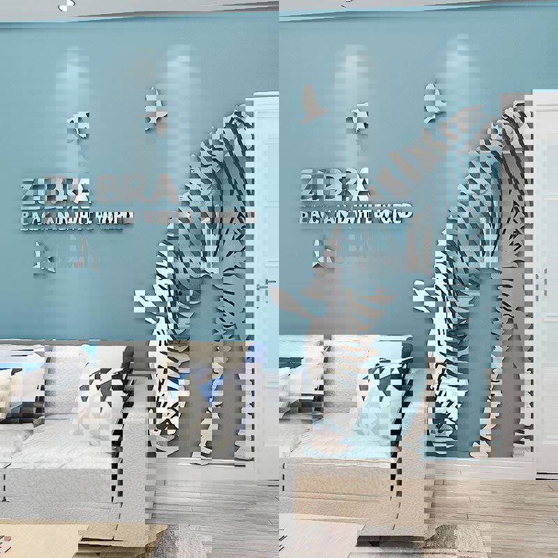 Personalized Acrylic 3D Zebra Wall Stickers - Self-adhesive Nordic Style Wall Decoration