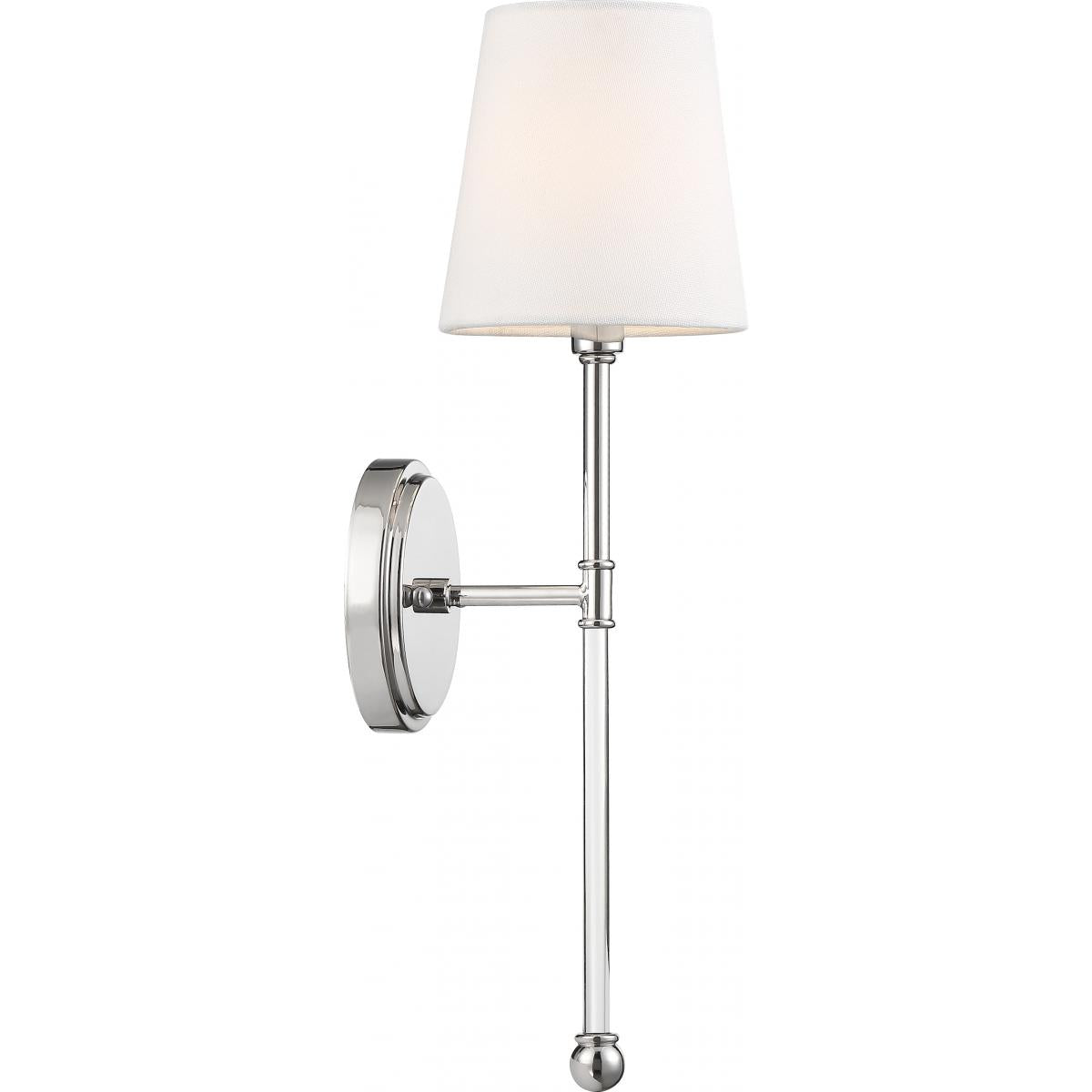 OLMSTEAD 1 Light Wall Sconce with White Linen Shade - Polished Nickel Finish