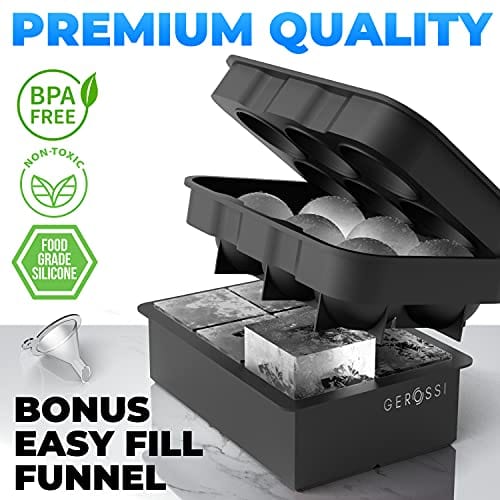 Premium Silicone Ice Cube Trays with Lids - 2pc Set for Whiskey & Cocktails