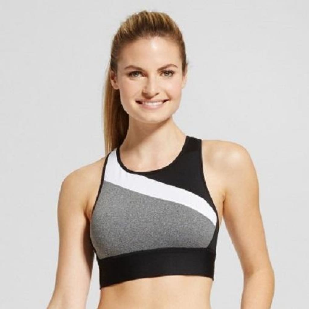 Champion C9 N9683 Asymmetrical Longline Wire-Free Sports Bra - XS (Gray/White)