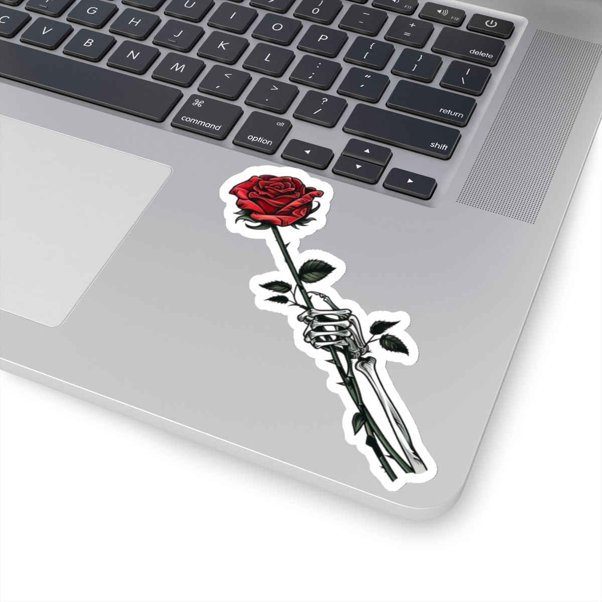 Skeleton Hand Red Rose Sticker - Skull Flower Tattoo Decal for Phone, Laptop, and More