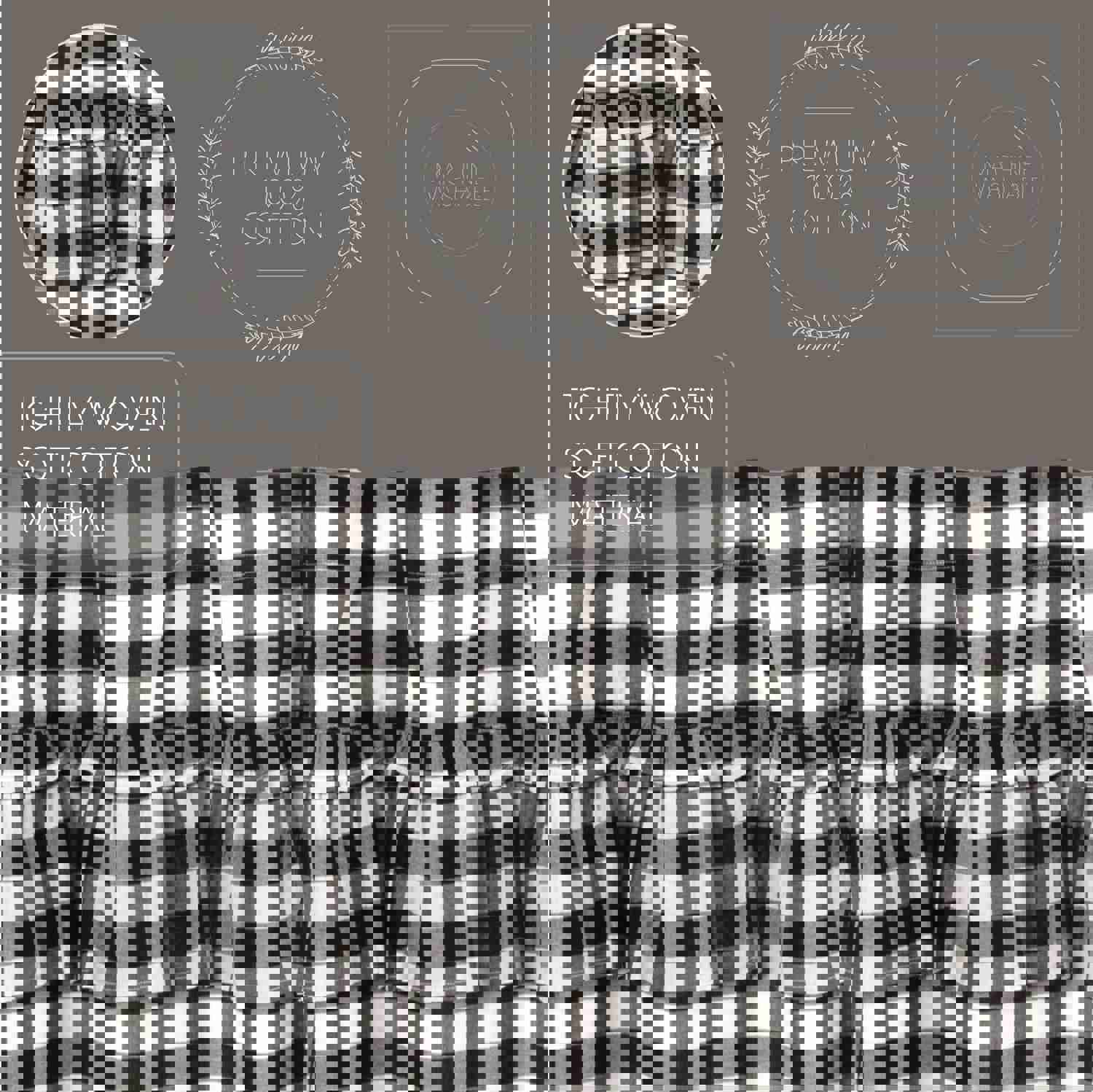 Annie Buffalo Black Check Ruffled Valance 16x72 - Classic Farmhouse Style Window Decor