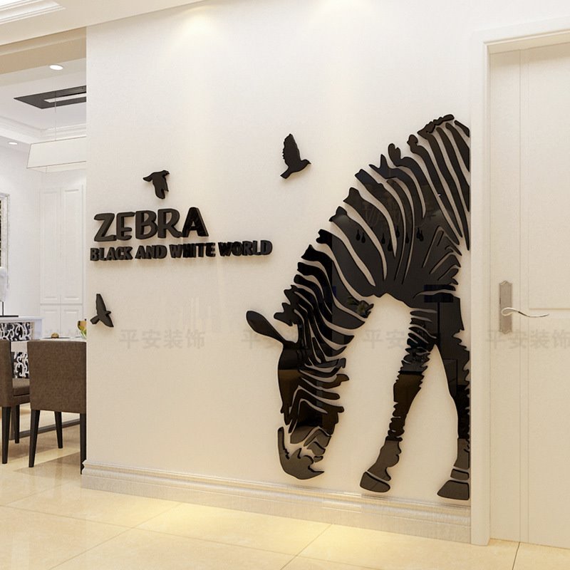 Personalized Acrylic 3D Zebra Wall Stickers - Self-adhesive Nordic Style Wall Decoration
