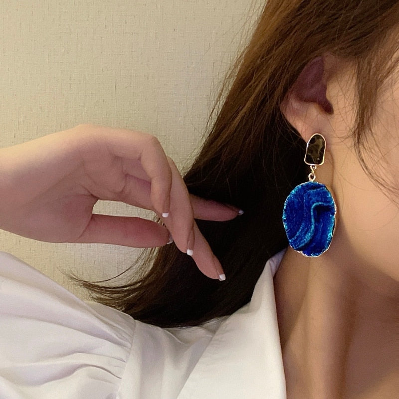 SHANGZHIHUA 2022 Trend Korea New Klein Blue Irregular Pendant Earrings for Women