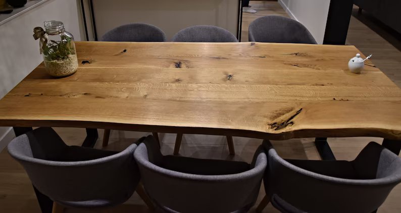 Handcrafted Oak Rectangular Dining Table for Modern & Rustic Spaces