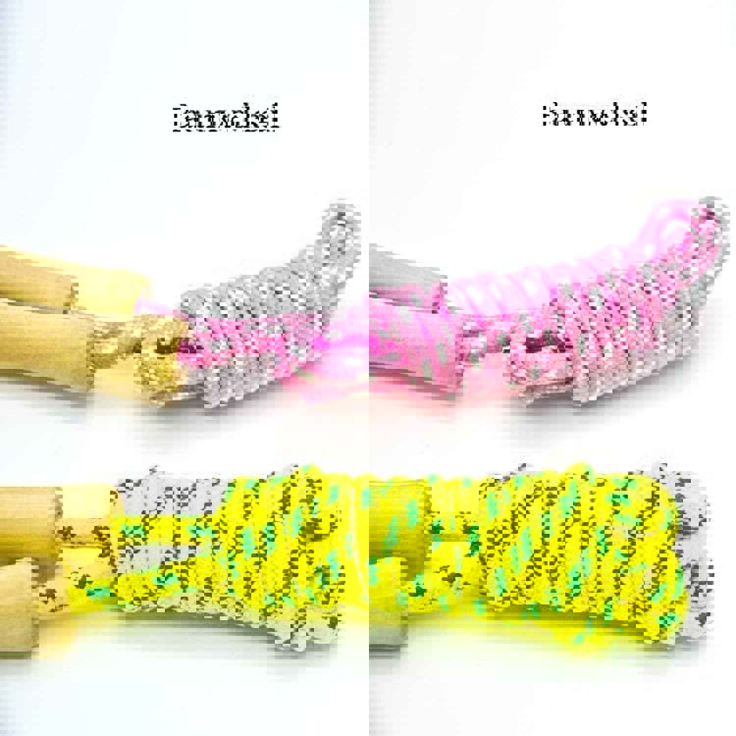 Homello Cotton Jump Rope for Kids - Wooden Handle, Adjustable, Pack of 2 (Yellow+Pink)