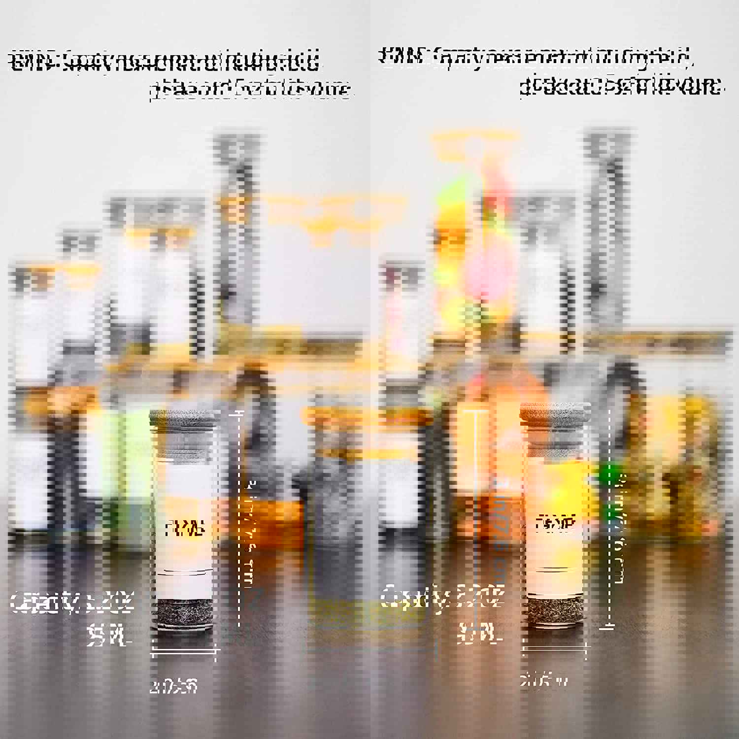 DIMBRAH 20 Pack Glass Spice Jars Set with Bamboo Lids and Preprinted Labels