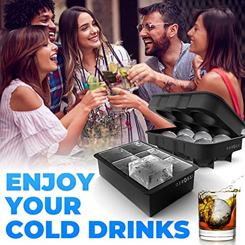 Premium Silicone Ice Cube Trays with Lids - 2pc Set for Whiskey & Cocktails
