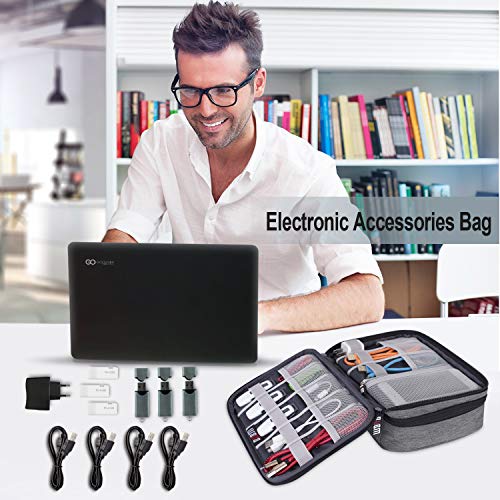 BUBM Double Layer Electronic Organizer for Travel Gadgets (Medium, Denim Gray)