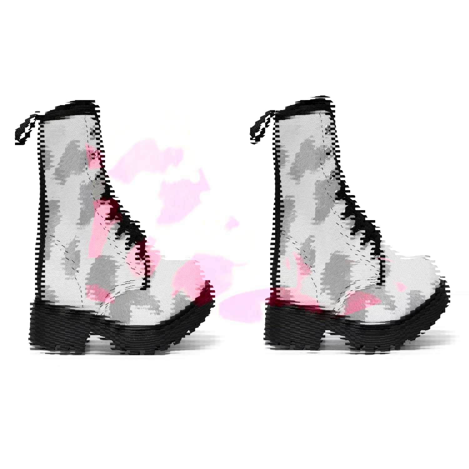 Pink Cow Print Canvas Boots for Women
