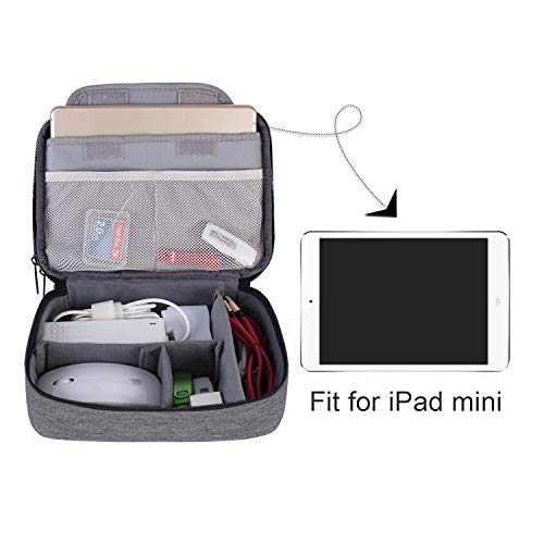 BUBM Double Layer Electronic Organizer for Travel Gadgets (Medium, Denim Gray)
