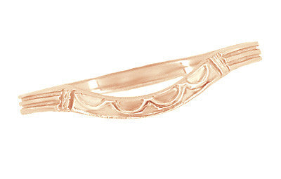 Art Deco Curved Wedding Band in 14K Rose Gold