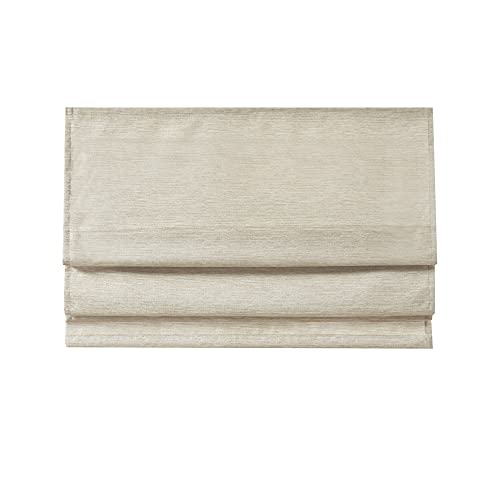 Madison Park Como Ivory Cordless Roman Shade - Room Darkening, Energy Efficient Window Treatment