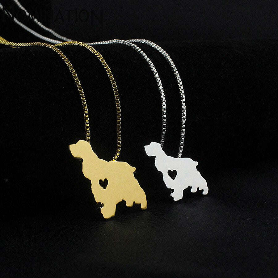 G.SKY Cocker Spaniel Dog Necklace - Buy One Get One Free, Golden Plated Animal Pendant Jewelry