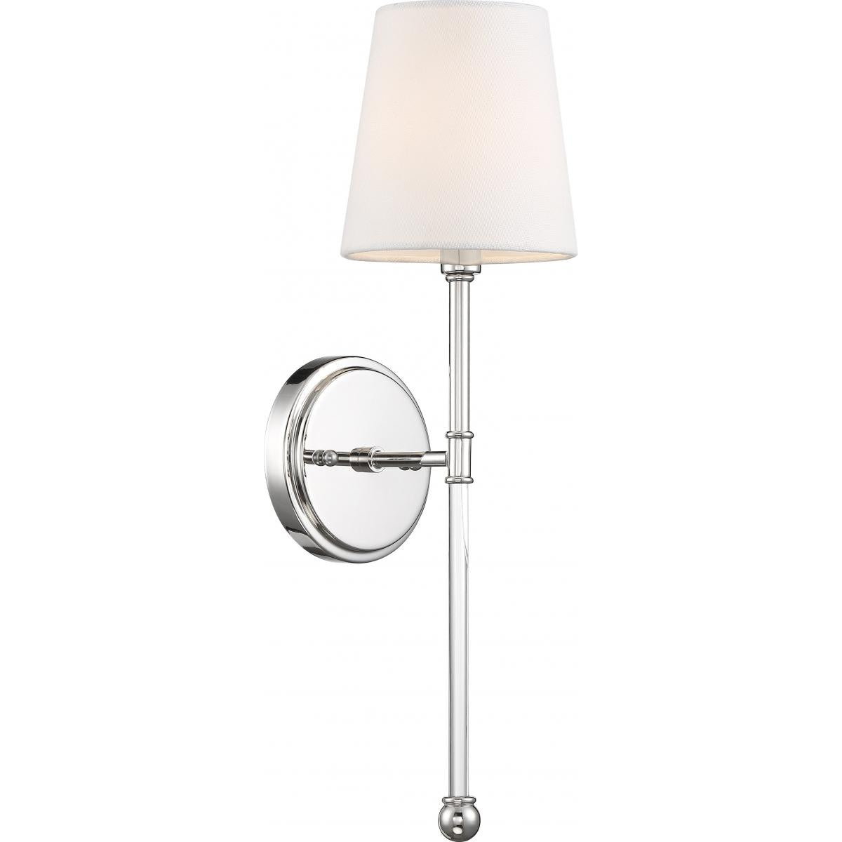 OLMSTEAD 1 Light Wall Sconce with White Linen Shade - Polished Nickel Finish