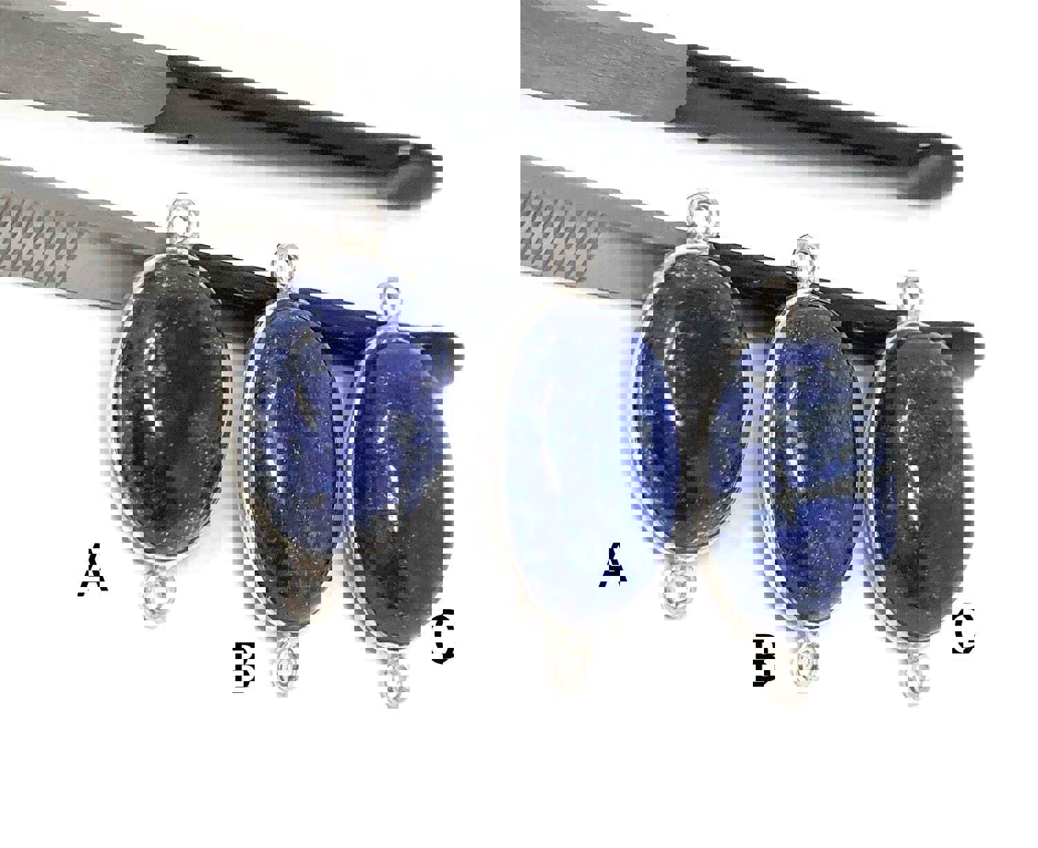 3 Pcs Lapis Lazuli Gemstone Connector for DIY Jewelry Making, Sterling Silver Findings