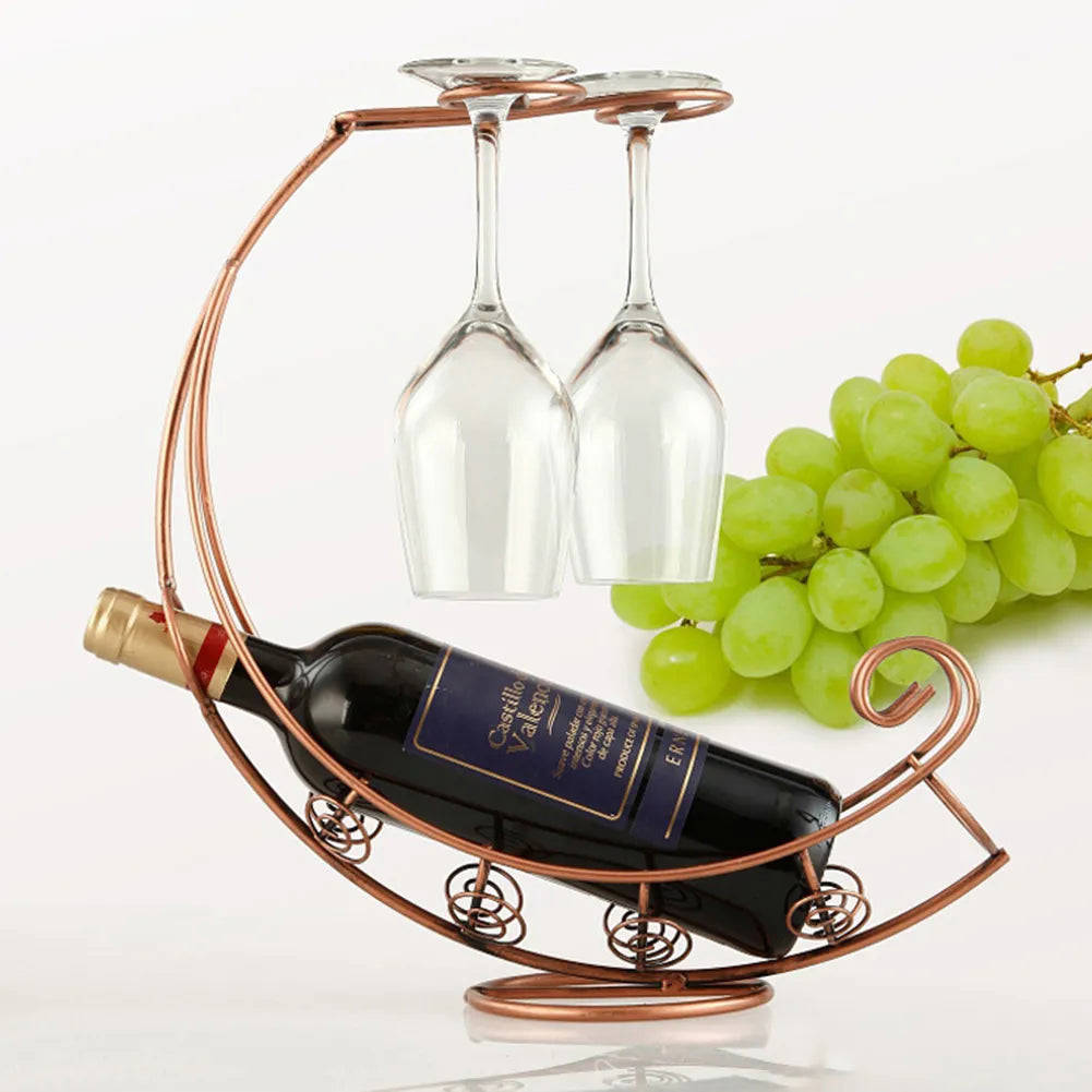 Vintage Metal Wine Glass Holder - Hanging Bar Storage Rack for Home Decoration