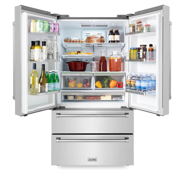 ZLINE 36 22.5 cu. ft Freestanding French Door Refrigerator with Ice Maker in Fingerprint Resistant Stainless Steel