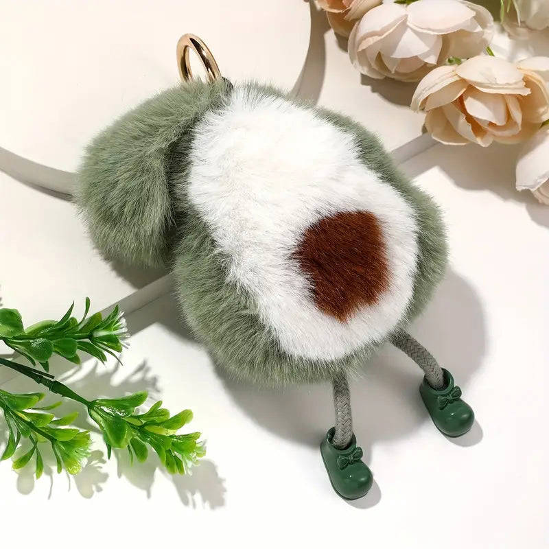 Plush Avocado Keychain - Cute Doll Key Ring for Purse, Bag, Backpack, and Car