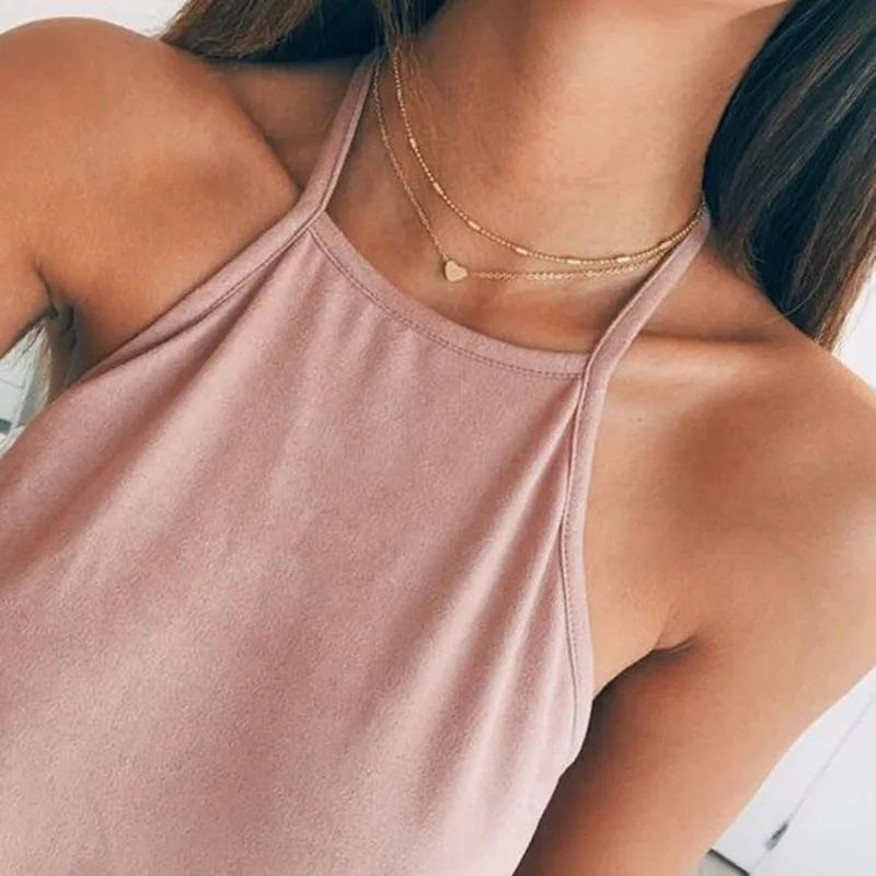 New Double Layer Bohemian Necklace for Women with Heart Pendant