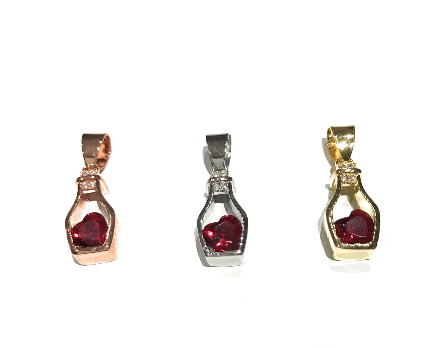 Heart in a Bottle Pendant CZ Micro Pave Jewelry Supplies for Jewelry Making