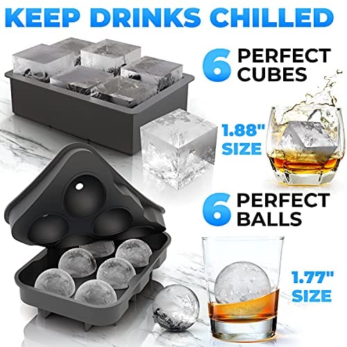 Premium Silicone Ice Cube Trays with Lids - 2pc Set for Whiskey & Cocktails