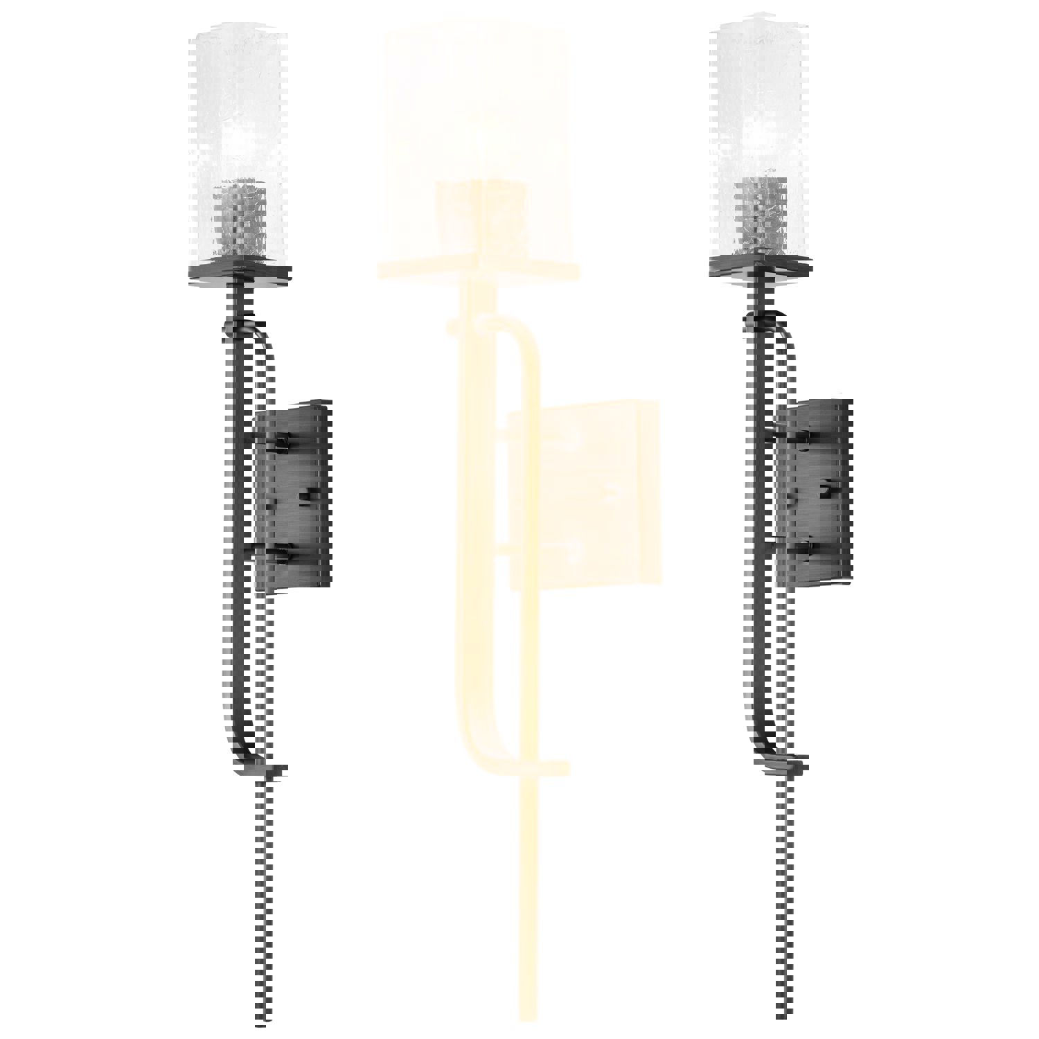 SATCO/NUVO Terrace 1 Light Wall Sconce in Natural Brass Finish with Crackel Glass