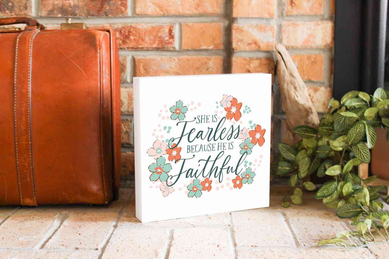 10x10 Inch Wood Block Wall Decor - Faith Based Dorm Decor & Girls Gift