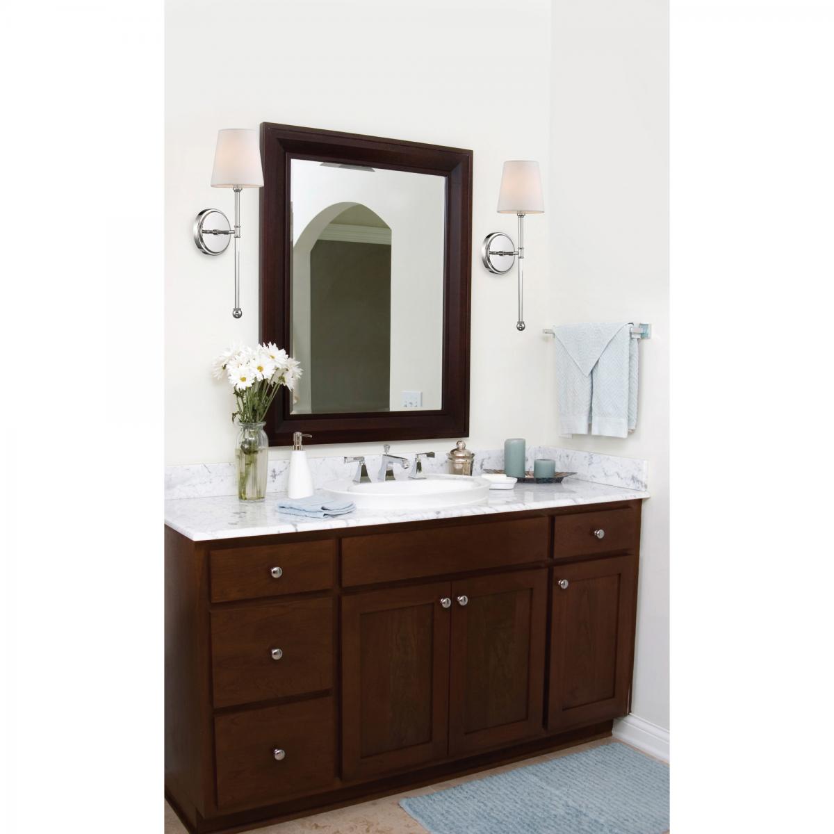 OLMSTEAD 1 Light Wall Sconce with White Linen Shade - Polished Nickel Finish