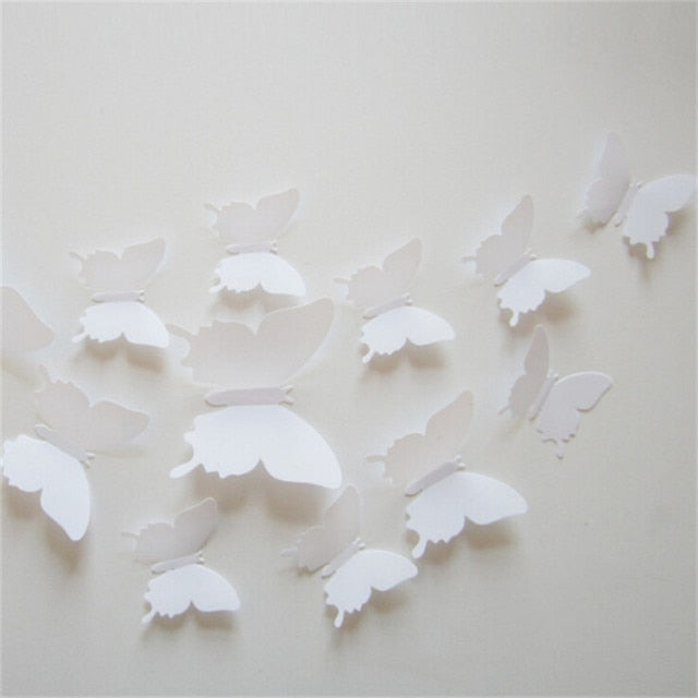 Qfdian 24Pcs/Lot PVC 3D DIY Butterfly Wall Stickers for Home Decor