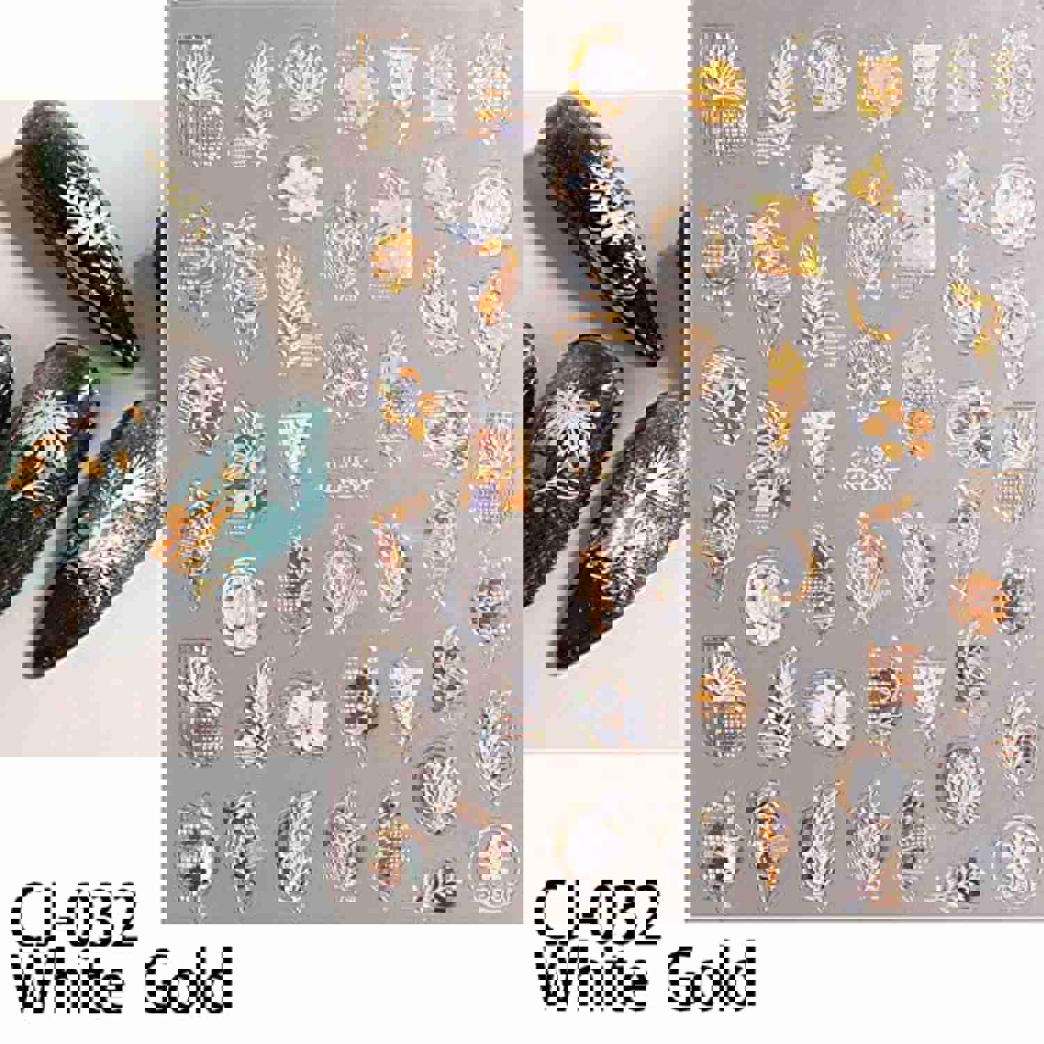 6 Sheets 3D Flower Nail Art Stickers - Gold, White, Bronzing Designs for Spring & Summer DIY Nail Decor